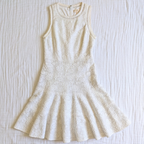 Rebecca Taylor Jacquard Lace Dress 6 White Fit Flare Bridal Romantic Feminine - Picture 1 of 14